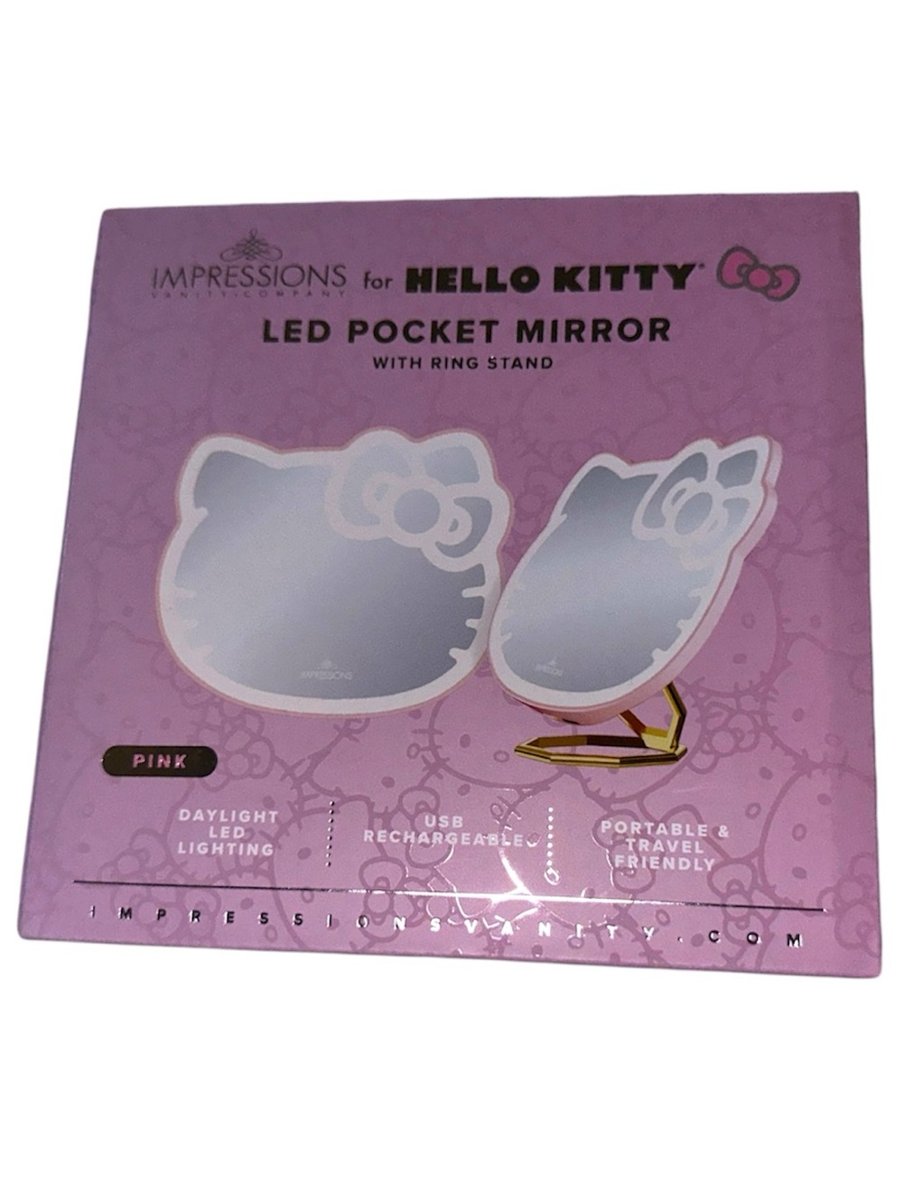 Sanrio Hello Kitty LED Pocket Mirror - Pink